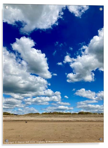 Dramatic sky on Sker beach Acrylic by Gaynor Ball