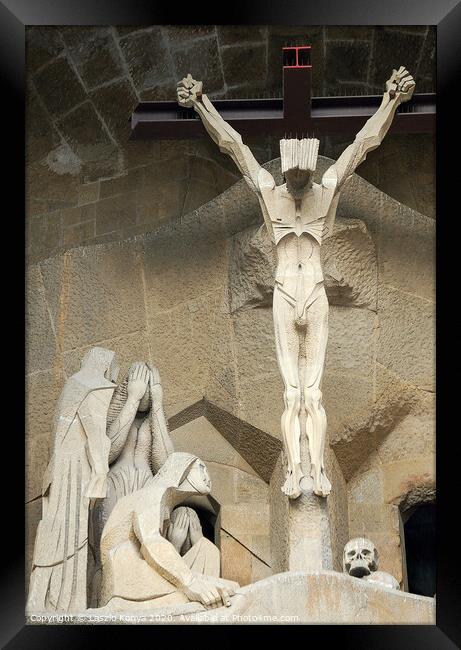 Christ on the cross - Barcelona Framed Print by Laszlo Konya