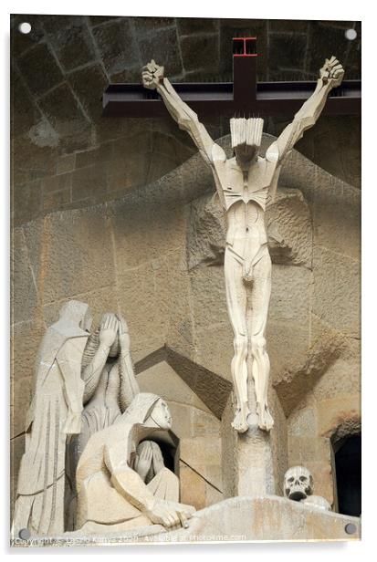 Christ on the cross - Barcelona Acrylic by Laszlo Konya
