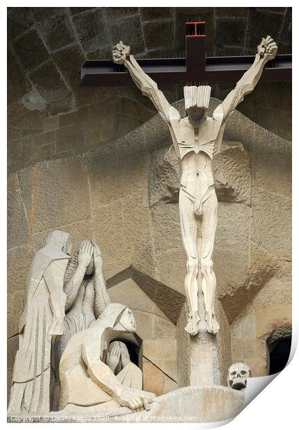 Christ on the cross - Barcelona Print by Laszlo Konya