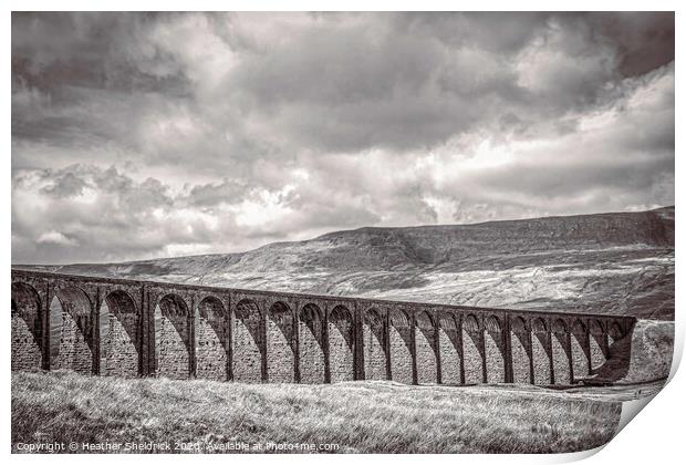 Ribblehead Railway Viaduct, Yorkshire Dales, Monoc Print by Heather Sheldrick