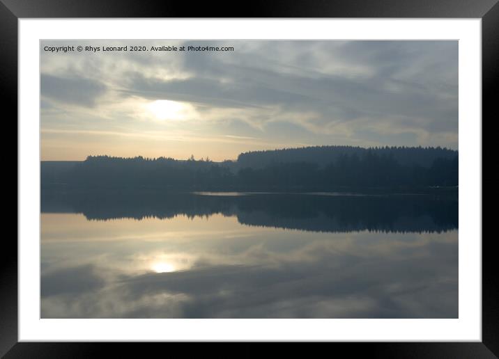 Perfect symmetrical reflection of redmires reservoir Framed Mounted Print by Rhys Leonard