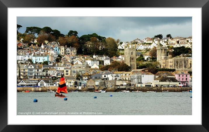 Dingy Sailing On The Fowey River. Framed Mounted Print by Neil Mottershead