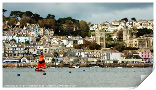 Dingy Sailing On The Fowey River. Print by Neil Mottershead
