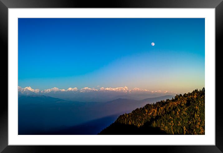 Outdoor mountain with Moon Framed Mounted Print by Ambir Tolang
