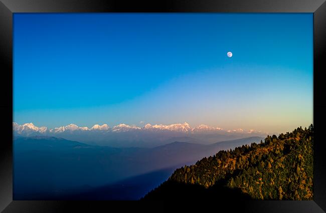 Outdoor mountain with Moon Framed Print by Ambir Tolang