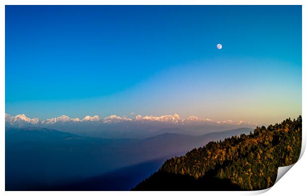 Outdoor mountain with Moon Print by Ambir Tolang