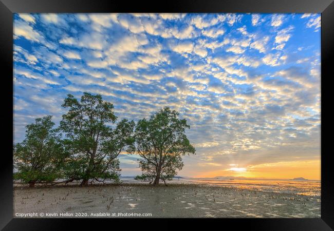 Mackerel sky at sunrise Framed Print by Kevin Hellon