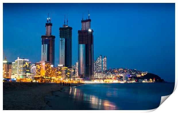 landscape view of Busan beach, Print by Ambir Tolang