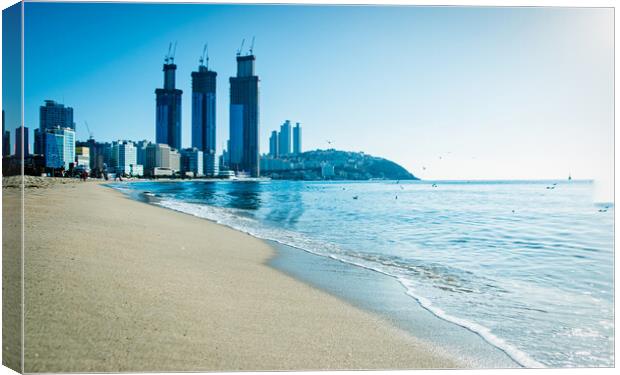 seascape view of Busan Beach, Canvas Print by Ambir Tolang