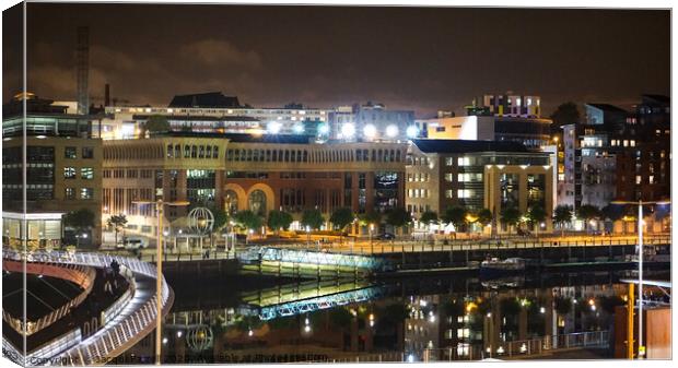 Newcastle Quayside at night Canvas Print by Jacqui Farrell