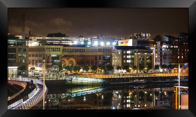 Newcastle Quayside at night Framed Print by Jacqui Farrell