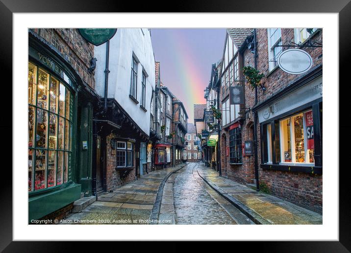 Shambles Rainbow Framed Mounted Print by Alison Chambers