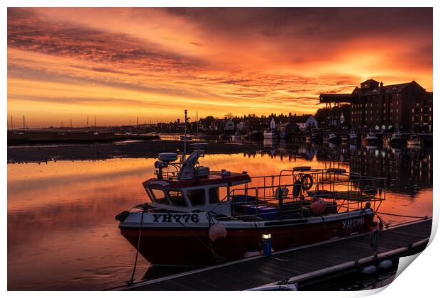 Sunrise over the harbour at Wells-Next-The-Sea  Print by Gary Pearson