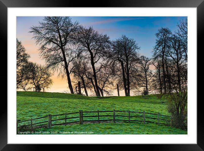 Winter Sunrise through Trees Framed Mounted Print by Geoff Smith