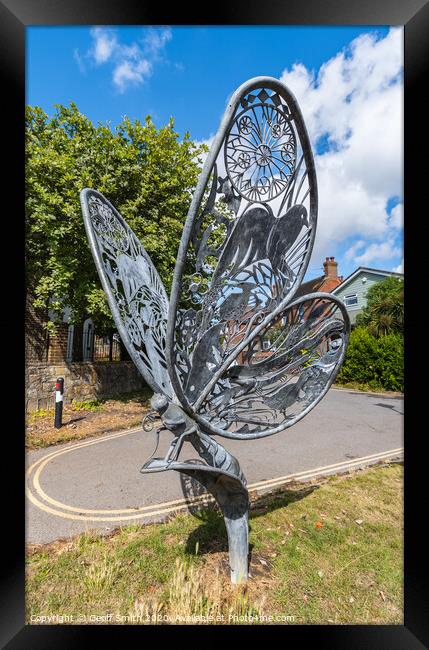 Butterfly sculpture at Chichester Canal Framed Print by Geoff Smith