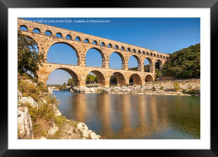 Pont du Gard Roman Aqueduct Framed Mounted Print by Colin & Linda McKie