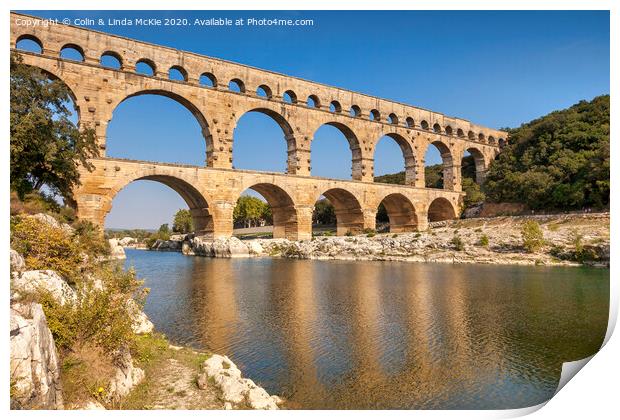 Pont du Gard Roman Aqueduct Print by Colin & Linda McKie