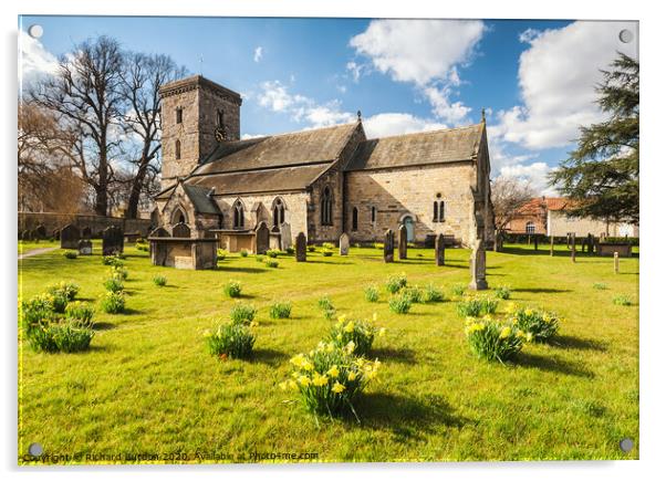 Hovingham Church In Spring Acrylic by Richard Burdon