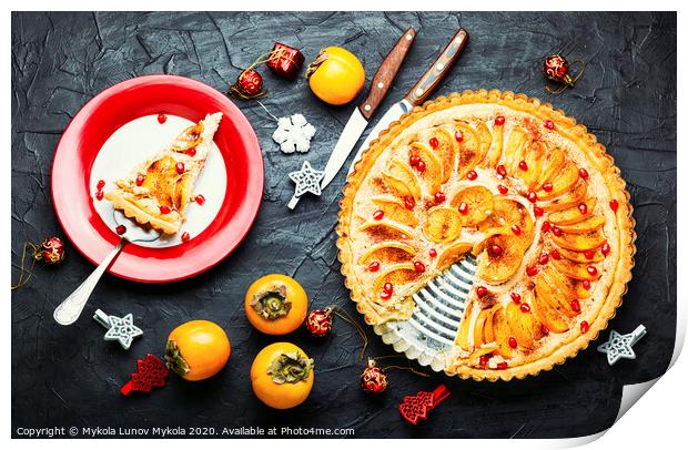 Christmas fruit tart Print by Mykola Lunov Mykola
