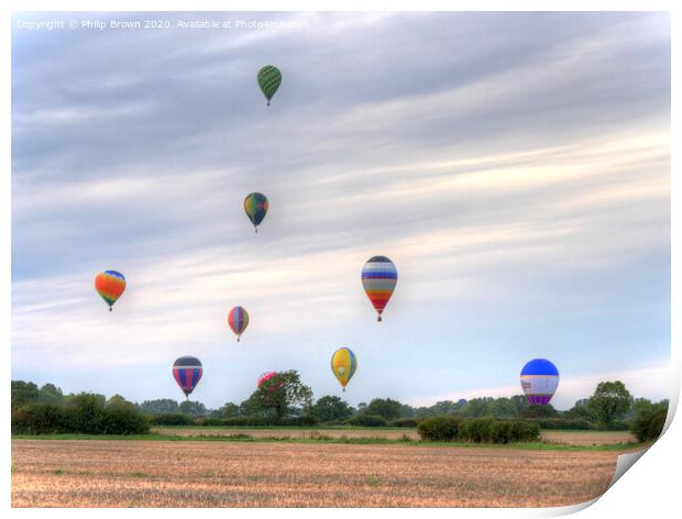 Hot Air Balloons Over Wiltshire Print by Philip Brown