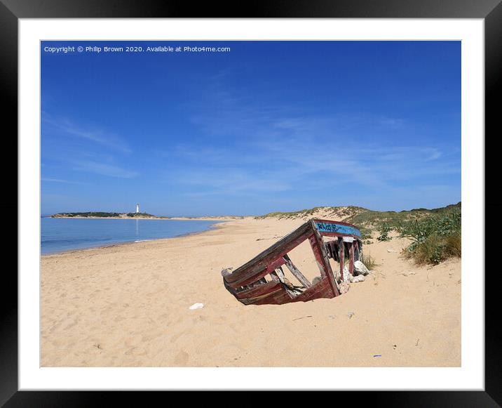 Cape Trafalgar Beach and Lighthouse Near Cadiz, Spain Framed Mounted Print by Philip Brown