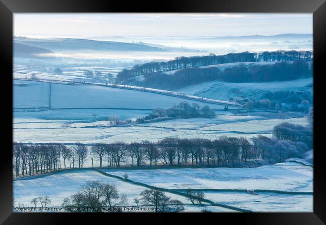 Frost in the Derbyshire countryside Framed Print by Andrew Kearton