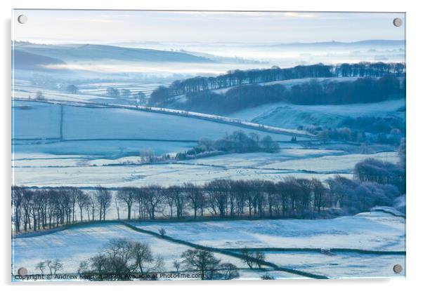 Frost in the Derbyshire countryside Acrylic by Andrew Kearton