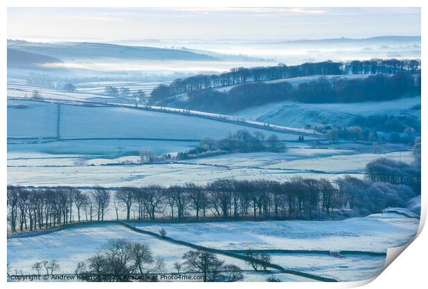 Frost in the Derbyshire countryside Print by Andrew Kearton