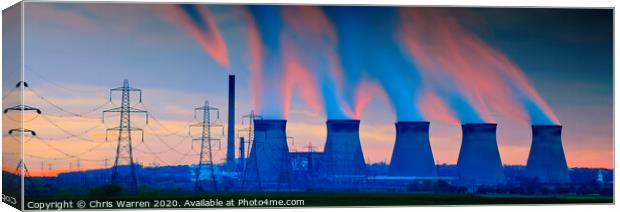 Cooling towers at Drax Power Station at Sunset Canvas Print by Chris Warren