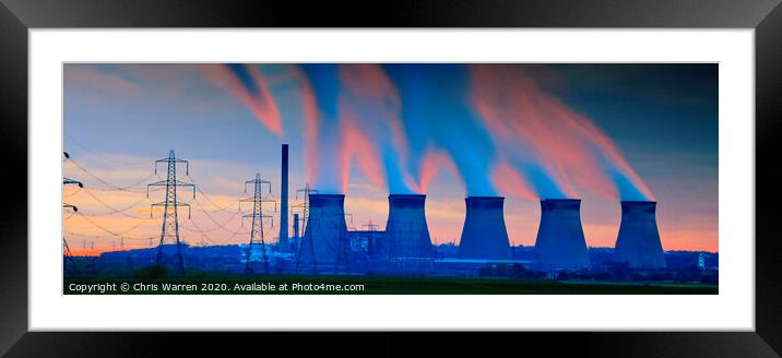 Cooling towers at Drax Power Station at Sunset Framed Mounted Print by Chris Warren