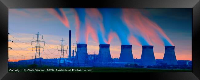 Cooling towers at Drax Power Station at Sunset Framed Print by Chris Warren