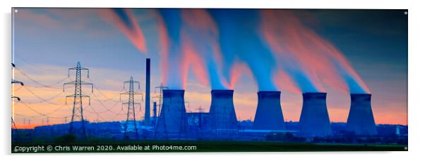 Cooling towers at Drax Power Station at Sunset Acrylic by Chris Warren