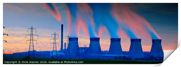 Cooling towers at Drax Power Station at Sunset Print by Chris Warren