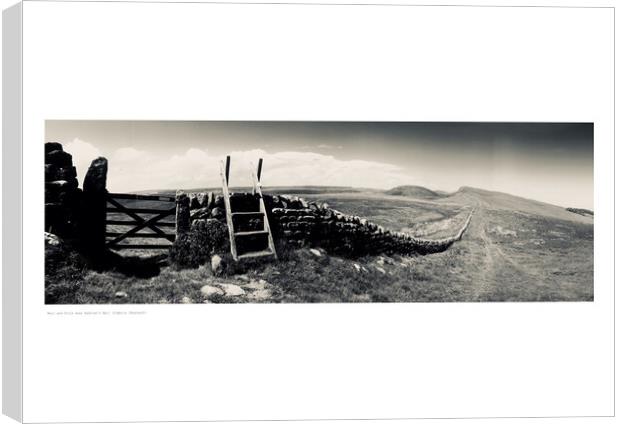 Wall and Stile near Hadrian’s Wall  Canvas Print by Michael Angus