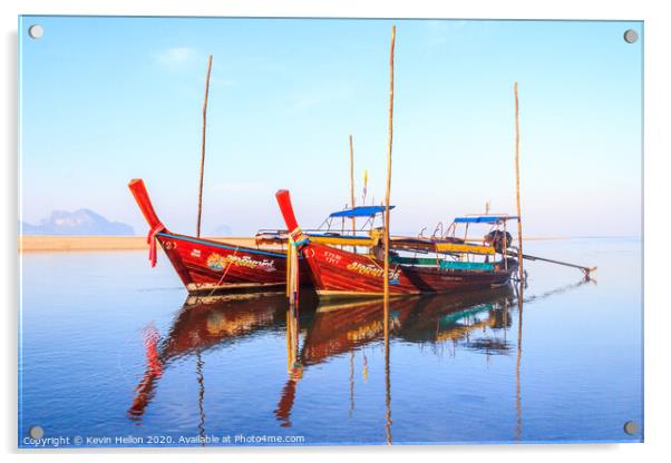 Boats Pak Meng Acrylic by Kevin Hellon
