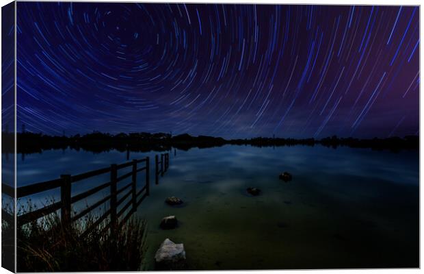 Penyfan Pond Star Trails Canvas Print by Steve Purnell
