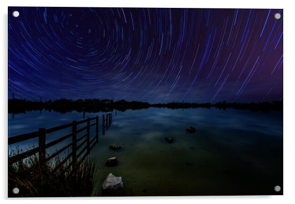 Penyfan Pond Star Trails Acrylic by Steve Purnell