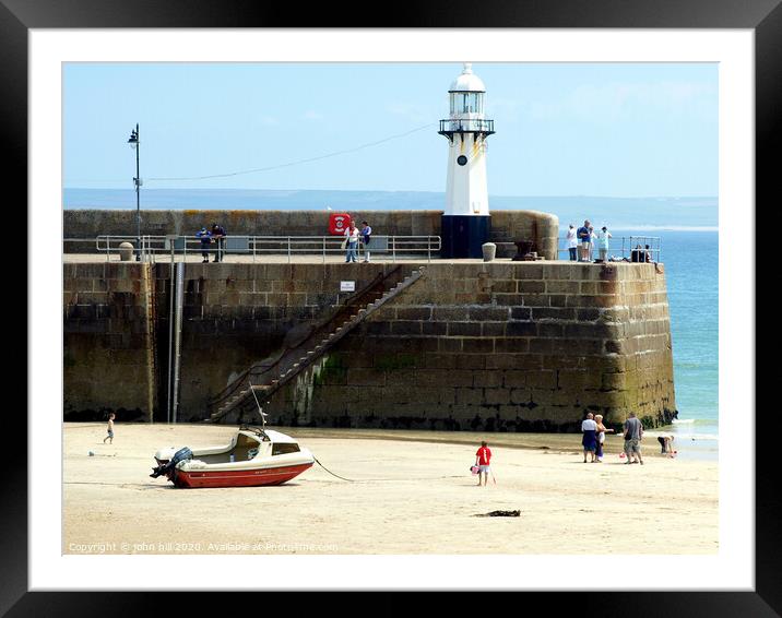 Smeaton's pier at St. Ives, Cornwall, UK. Framed Mounted Print by john hill