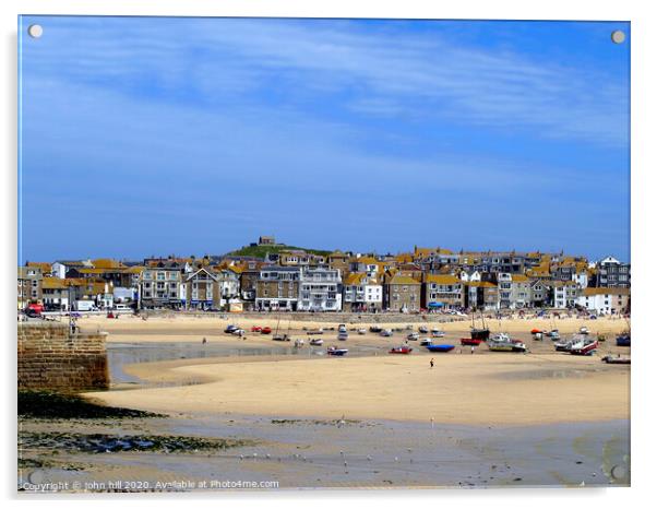 St. Ives at low tide in Cornwall. Acrylic by john hill