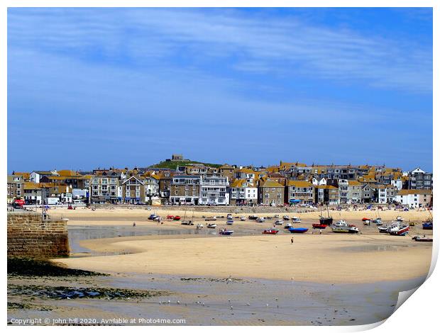 St. Ives at low tide in Cornwall. Print by john hill