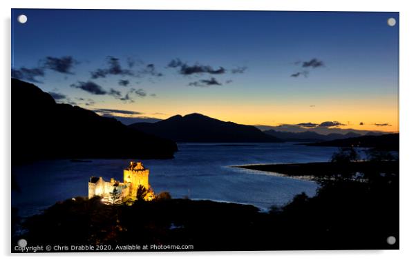Eilean Donan Castle and the afterglow of sunset (1 Acrylic by Chris Drabble