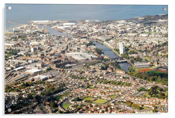An aerial view of Ayr town centre Acrylic by Allan Durward Photography