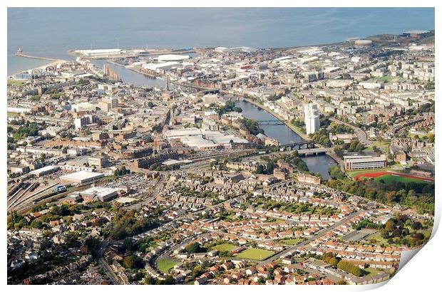 An aerial view of Ayr town centre Print by Allan Durward Photography