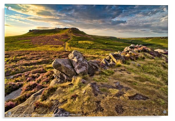 Higger Tor taken from defensive wall of Carl Wark  Acrylic by Chris Drabble
