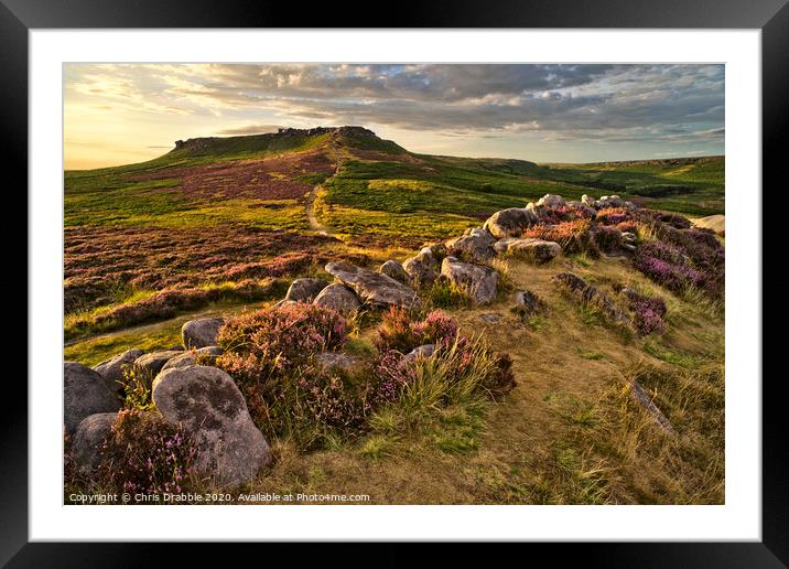 Higger Tor taken from defensive wall of Carl Wark  Framed Mounted Print by Chris Drabble