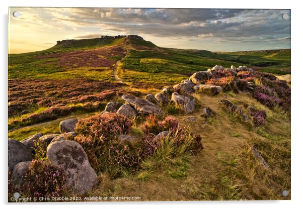 Higger Tor taken from defensive wall of Carl Wark  Acrylic by Chris Drabble