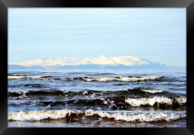 Wintry snow topped Isle of Arran, Scotland Framed Print by Allan Durward Photography