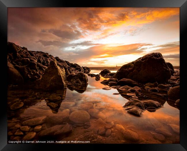 Sunderland Rock pool sunrise Framed Print by Darren Johnson
