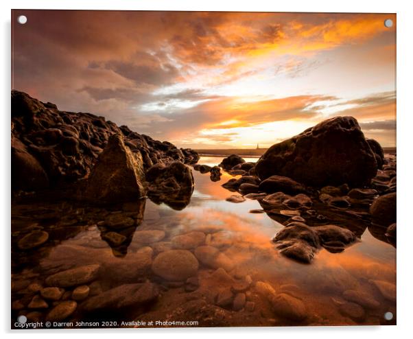 Sunderland Rock pool sunrise Acrylic by Darren Johnson